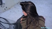 Reveling in the sun, Serbian beauty gets bent over by the Public Agent, screaming with pleasure