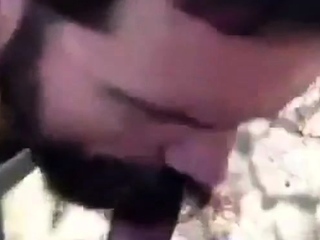 Bearded Daddy Gives Facial in the Woods