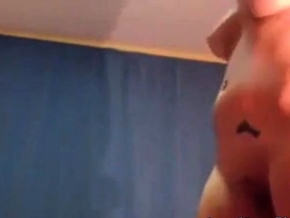 Bound Brunette on Webcam Deep Throat Strap