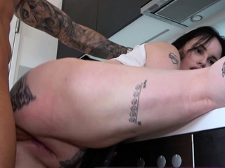 German thick tattoo amateur slut fucked in the kitchen