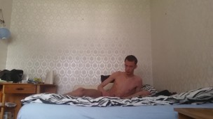 Skinny lanky male teen strokes juicy big cock